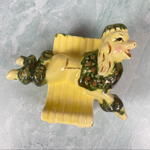 Vintage Ceramic Fashions by OPCO green poodle - Picture 2 of 11